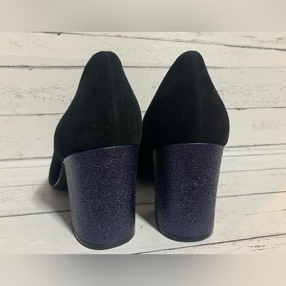 Naturalizer Women’s Pumps Size 8.5W | Black Suede with Glitter Block Heel - Picture 7 of 15